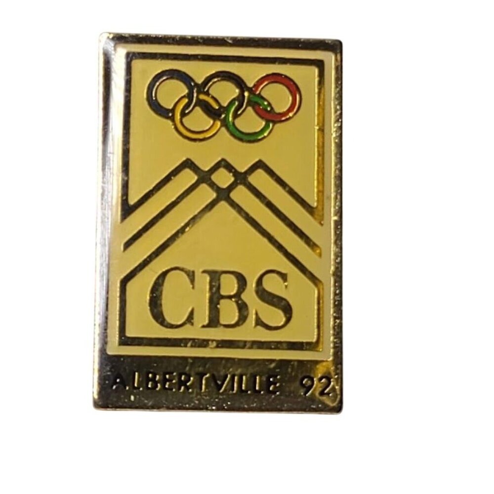 Vintage Albertville 1992 CBS Olympics Pin Media Lapel Pin Badge
